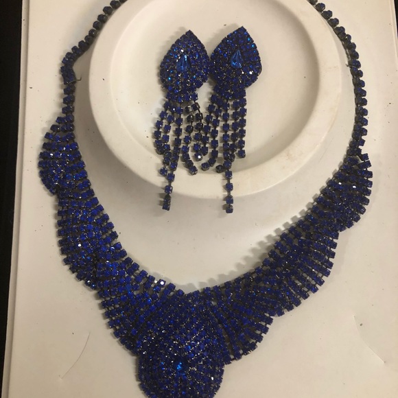 elegant evening necklace royal blue - Picture 1 of 3